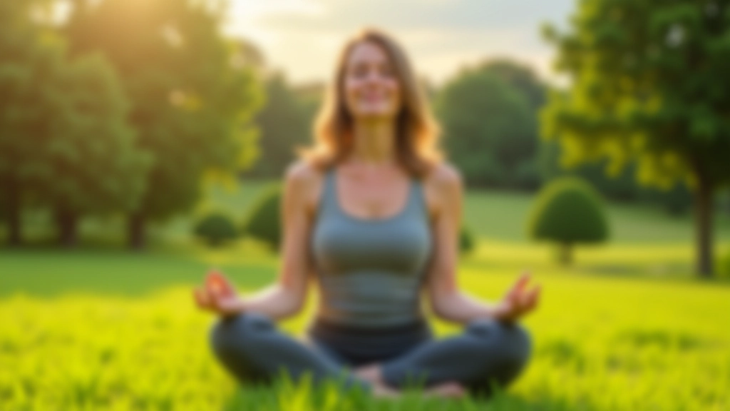 Meditation practice in peaceful natural setting, practicing mindfulness and self-compassion exercises